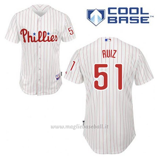 Maglia Baseball Uomo Philadelphia Phillies Carlos Ruiz 51 Bianco 1ªCool Base